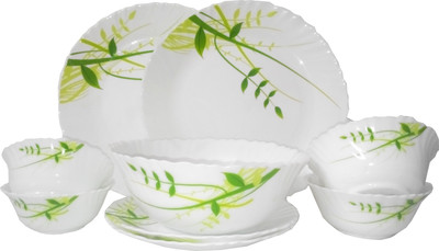 9% OFF on Larah Fluted Green Herbs Pack of 9 Dinner Set
