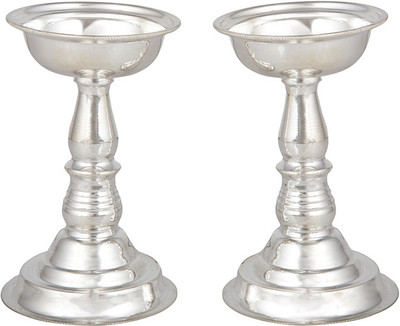 13% OFF on Siri Creations Plain Round Top Silver Table Diya Set 13% OFF on Siri Creations Plain Round Top Silver Table Diya Set