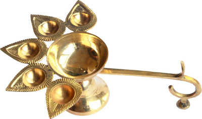 27% OFF on Anjalika Panch Aarti Lamp In Brass 10 cm Brass Table Diya Set