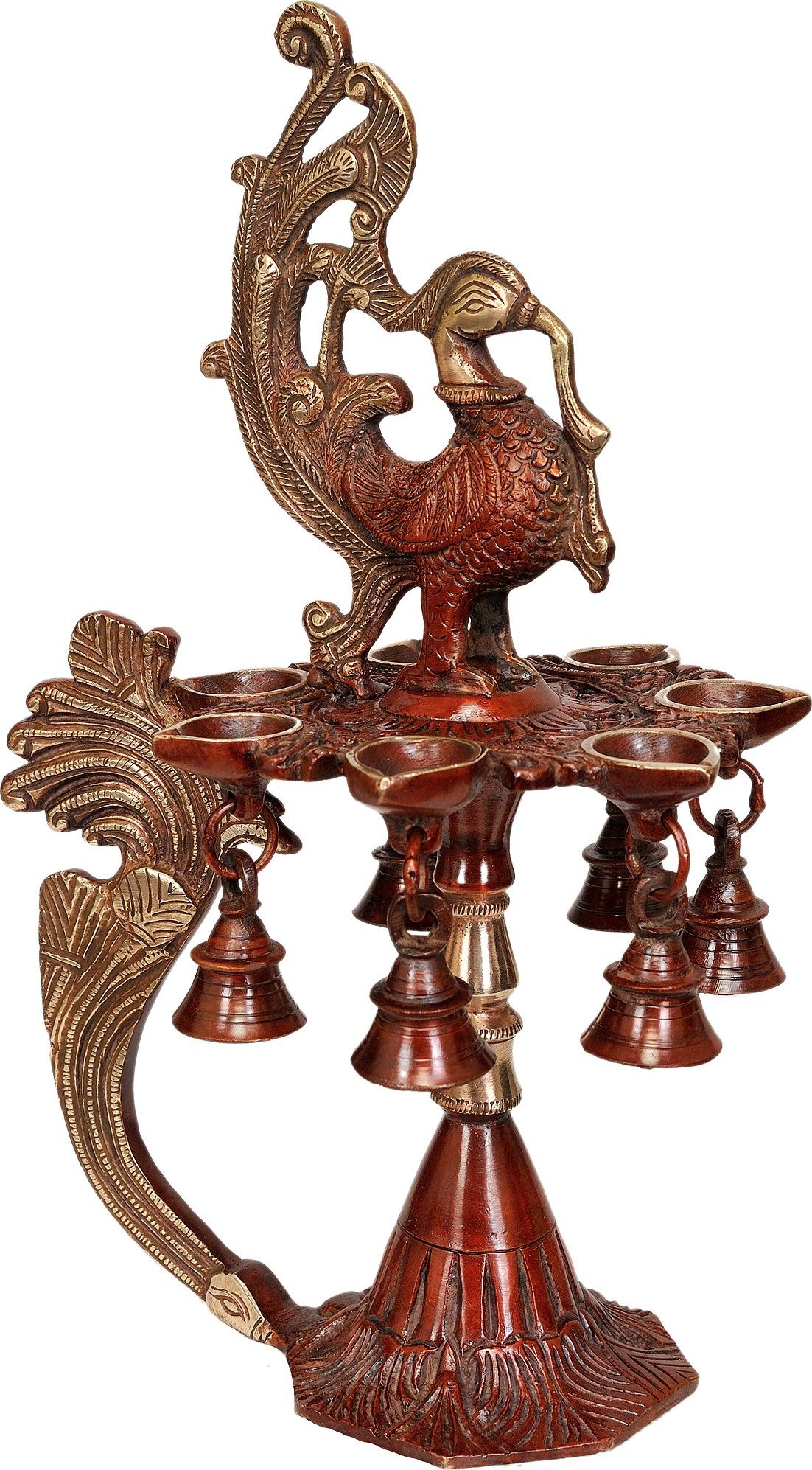 12% OFF on Exotic India Seven-Wick Mayur Lamp With Bells Brass Table Diya 12% OFF on Exotic India Seven-Wick Mayur Lamp With Bells Brass Table Diya