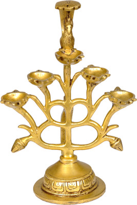 2.5 Inch Dia Yellow Exotic India A Wick Lamp with Stand 2 Inch Height