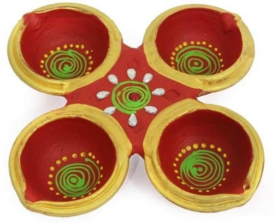 4% OFF on Gifts By Meeta Earthenware Table Diya