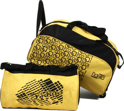 FIDATO Combo Of Duffle Bag (With Wheels) & Gym Bag 18 Inch/48 Cm Yellow, Black