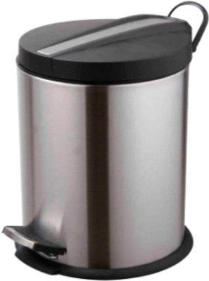 MOM Italy Waste Bin 5L, Brushed Steel W Black Lid Stainless Steel Dustbin Silver MOM Italy Waste Bin 5L, Brushed Steel W Black Lid Stainless Steel Dustbin Silver