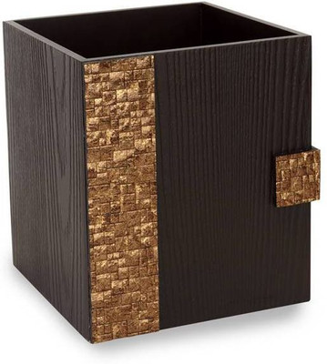 Cocktail Wooden Dustbin Gold, Brown Cocktail Wooden Dustbin Gold, Brown