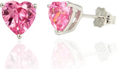 69% OFF on Exxotic Jewelz Fashion Heart Rhodium Plated Cubic Zirconia Silver Stud Earring