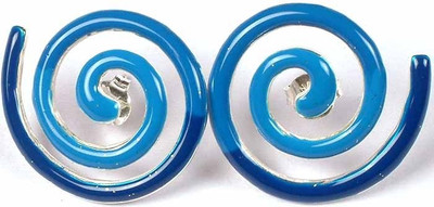 16% OFF on Exotic India Inlay Spiral Sterling Silver Stud Earring