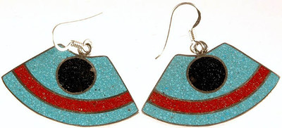 15% OFF on Exotic India Inlay Sterling Silver Dangle Earring