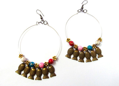61% OFF on Pllanet Gold Multicolor Beads Elegant Fish Earrings Brass, Copper Chandelier Earring