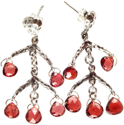 16% OFF on Exotic India Designer Garnet Sterling Silver Stud Earring