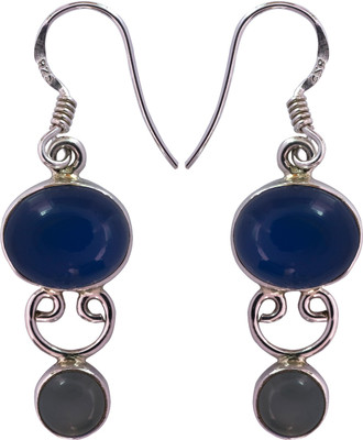 16% OFF on Exotic India Blue Chalcedony Sterling Silver Dangle Earring