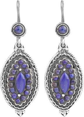 16% OFF on Exotic India Designer Lapis Lazuli Sterling Silver Dangle Earring