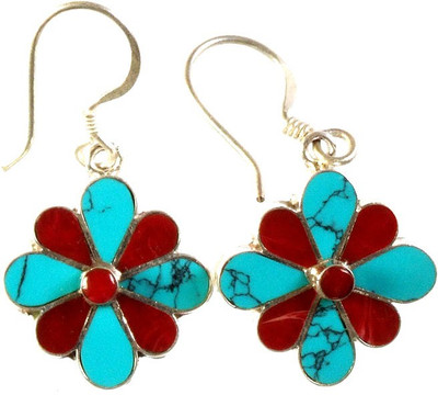 16% OFF on Exotic India Blooming Flower Inlay with Coral Turquoise Sterling Silver Dangle Earring 16% OFF on Exotic India Blooming Flower Inlay with Coral Turquoise Sterling Silver Dangle Earring