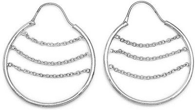 60% OFF on Johareez Fashion Rhodium Plated Silver Hoop Earring