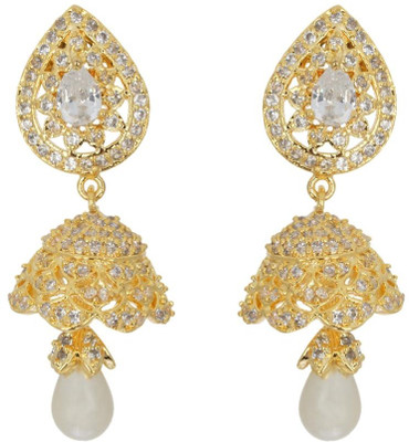 36% OFF on Abhushan Gold Plated Jhumki Cubic Zirconia Alloy Drop Earring