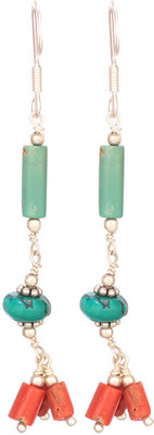 15% OFF on Exotic India Coral Turquoise Sterling Silver Drop Earring 15% OFF on Exotic India Coral Turquoise Sterling Silver Drop Earring