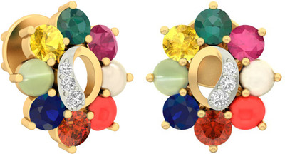 WearYourShine by PCJ The Avikkam 18 K Diamond, Ruby, Emerald, Sapphire, Coral, Garnet, Cat's Eye Gold Stud Earring