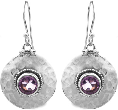 15% OFF on Exotic India Faceted Dimple Amethyst Sterling Silver Dangle Earring