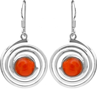 15% OFF on Exotic India Spiral Carnelian Sterling Silver Dangle Earring