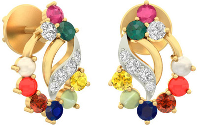 15% OFF on WearYourShine by PCJ The Cordelia 18 K Diamond, Ruby, Emerald, Sapphire, Coral, Garnet, Cat's Eye Gold Stud Earring