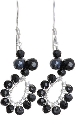 15% OFF on Exotic India Black Spinel Sterling Silver Dangle Earring