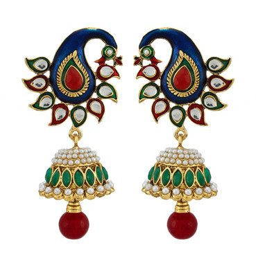 59% OFF on Asmara Elegant Peacock Kundan and Pearls Embedded Alloy Dangle Earring