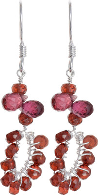 15% OFF on Exotic India Faceted Garnet Sterling Silver Dangle Earring