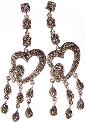 15% OFF on Exotic India Marcasite Valentine Sterling Silver Drop Earring