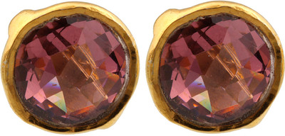 15% OFF on Exotic India CZ Gold Plated Zircon Sterling Silver Stud Earring