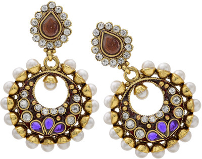 79% OFF on Prisha Season Trends Silver Plated Pearl, Cubic Zirconia Alloy, Silver Drop Earring