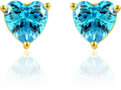 73% OFF on Exxotic Jewelz Contemporary Heart 22K Yellow Gold Plated Cubic Zirconia Silver Stud Earring