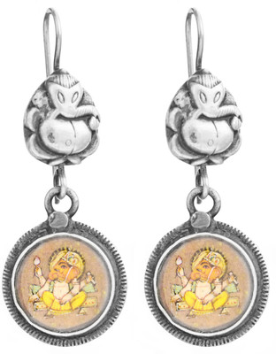 15% OFF on Exotic India Lord Ganesha Silver Dangle Earring