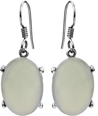 16% OFF on Exotic India Peru Chalcedony Chalcedony Sterling Silver Dangle Earring