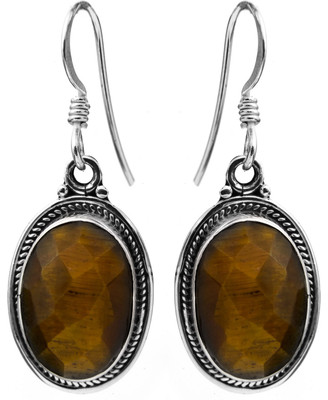 16% OFF on Exotic India Faceted Tiger Eye Cat's Eye Sterling Silver Dangle Earring