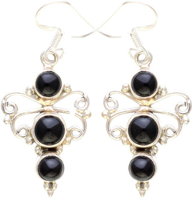 15% OFF on Exotic India Black Onyx Sterling Silver Dangle Earring
