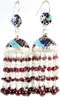 16% OFF on Exotic India Meenakari Umbrella with Garnet Sterling Silver Dangle Earring