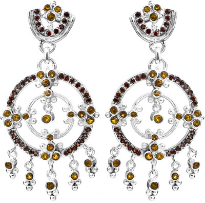 15% OFF on Exotic India Faceted Garnet Sterling Silver Drop Earring