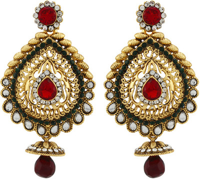 Asmara Designer Gold Plated Kundan Studded Alloy Dangle Earring