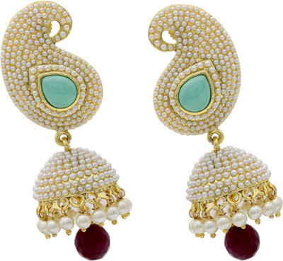 58% OFF on Prisha Season Trends Silver Plated Pearl, Cubic Zirconia Alloy, Silver Jhumki Earring