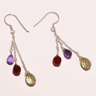 8% OFF on Kirti Gems Onyx, Amethyst, Quartz Sterling Silver Dangle Earring