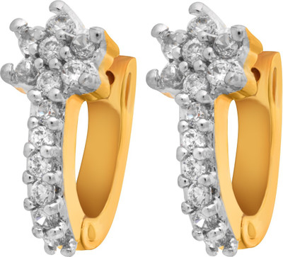 55% OFF on Alysa Rhodium, 18K Yellow Gold Plated Cubic Zirconia Copper, Brass Hoop Earring