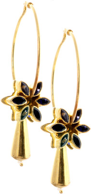 15% OFF on Exotic India Faceted Iolite Gold Plated Sterling Silver Hoop Earring