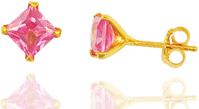 62% OFF on Exxotic Jewelz 22K Yellow Gold Plated Cubic Zirconia Silver Stud Earring