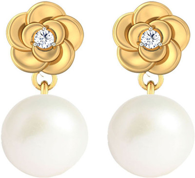 40% OFF on JacknJewel Rose Shape 18K Yellow Gold Plated 18 K Pearl Gold Drop Earring