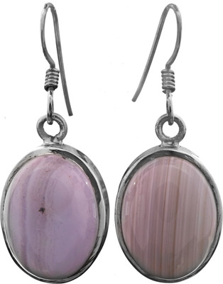 15% OFF on Exotic India Blue Lace Agate Sterling Silver Dangle Earring