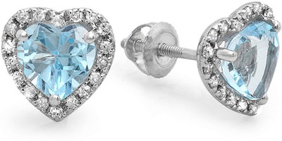 66% OFF on Kavya Jewels Heart 10K White Gold Plated 10 K Diamond, Topaz White Gold Stud Earring