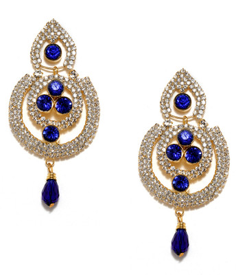 Bindhani Rhodium Gold Plated Cubic Zirconia Alloy Dangle Earring