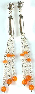 16% OFF on Exotic India Fine Carnelian Sterling Silver Drop Earring