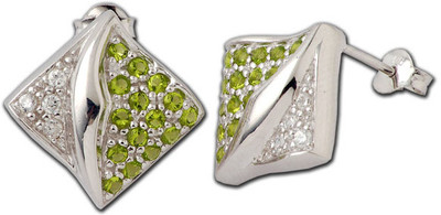 37% OFF on Exxotic Jewelz Contemporary Rhodium Plated Silver Stud Earring