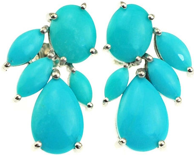 65% OFF on Exxotic Jewelz Rhodium Plated Turquoise Silver Drop Earring